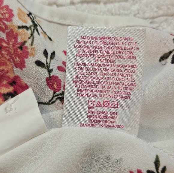 No Boundaries Floral Blouse XL Button Front Criss-Cross Back Recycled Poly - Picture 4 of 15